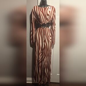 Chic Zebra Print Jumpsuit with Belted Waist